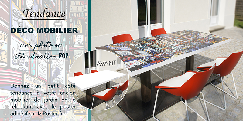 customisation de mobilier de jardin avec le poster adhésif