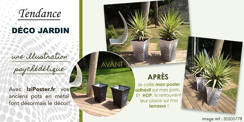 décoration pot de fleurs customisation d'anciens pots avec le poster adhésif