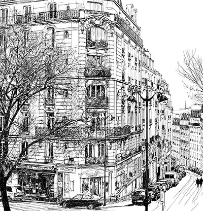 Papier-peint adhésif PARIS GRAVURE 240x260 cm